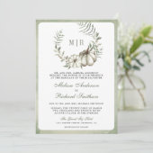 Sage Green Pumpkin Wreath QR Code Hochzeit Einladung (Stehend Vorderseite)