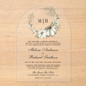 Sage Green Pumpkin Wreath Wedding Acryleinladungen (Vorderseite)