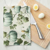Sage Green Pumpkins & Autumn Florals Geschirrtuch (Viertel Falte)