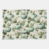 Sage Green Pumpkins & Autumn Florals Geschirrtuch (Horizontal)