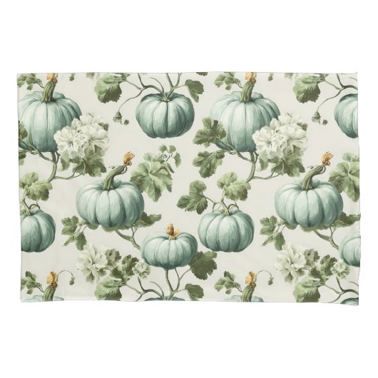 Sage Green Pumpkins & Autumn Florals Kissenbezug (Vorderseite)