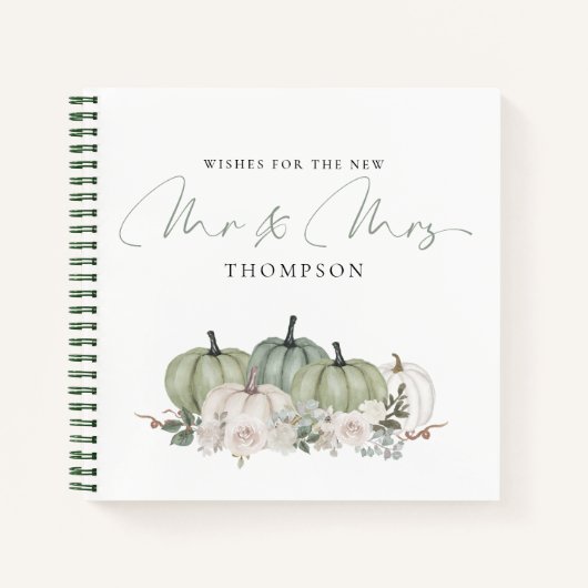 Sage Green Pumpkins wünscht Mr. Guest Book Notizblock (Vorderseite)