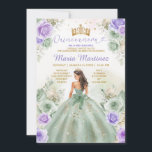 Sage Green & Purple Blumen Princess Quinceañera Einladung<br><div class="desc">EDITABLE Sage Green & Purple Blumen Prinzessin Quinceañera Einladung Elegant Lilac Lila Sage Princess Kostüme Floral Gold Mis Quince Einladung Quinceañera 15 Anos,  16. Geburtstag Gold Glitzer</div>