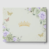Sage Green Purple Floral Butterflies Quinceanera Gästebuch (Rückseite)