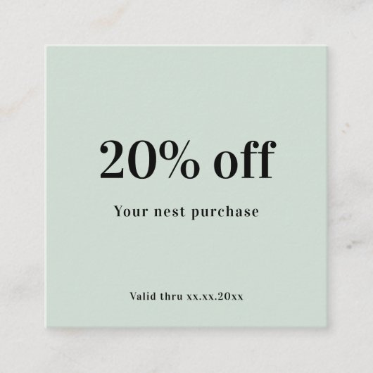 Sage green ql Code Loyalität Rabattkarte (Vorderseite)