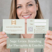 Sage green QR business logo appointment card Rabattkarte
