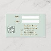 Sage green QR business logo appointment card Rabattkarte (Rückseite)