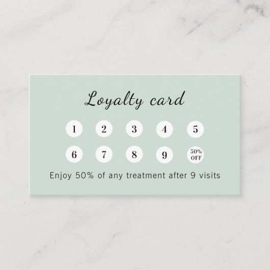 Sage green qr code business logo treuekarte (Vorderseite)