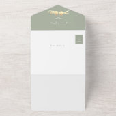 Sage Green QR Code Foto Hochzeit All In One Einladung (Außenbereich)