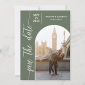 Sage Green QR Code Foto Hochzeit Save The Date (Vorderseite)