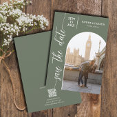 Sage Green QR Code Foto Hochzeit Save The Date