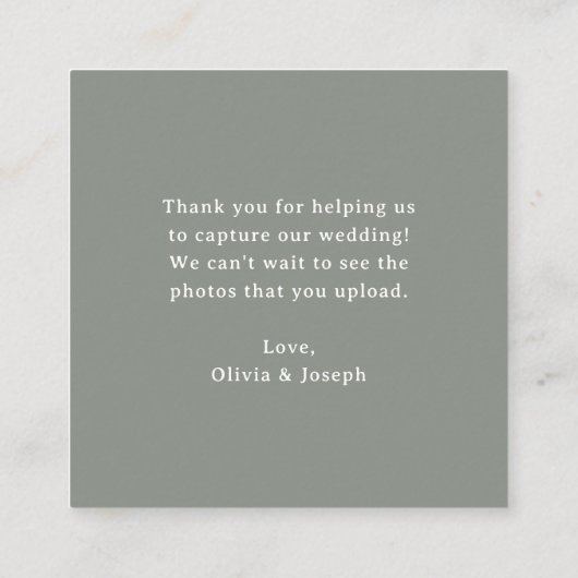 Sage Green | QR-Code Hochzeit Capture the Liebe Begleitkarte (Rückseite)