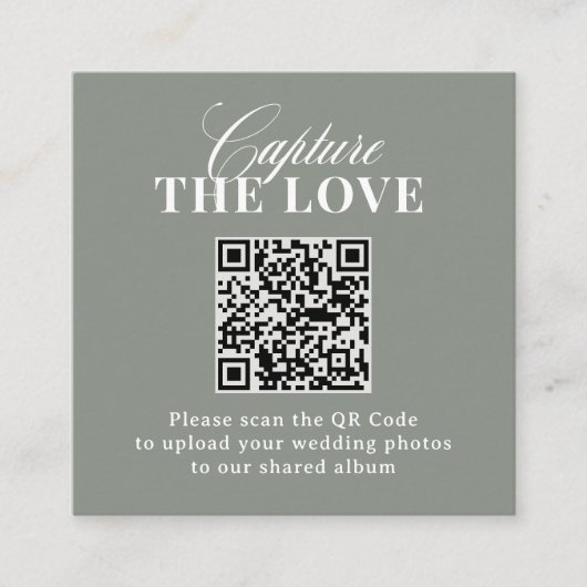 Sage Green | QR-Code Hochzeit Capture the Liebe Begleitkarte (Vorderseite)
