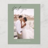 Sage Green QR Code Hochzeit Danke Foto Card (Vorderseite)