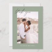 Sage Green QR Code Hochzeit Dankeschön Foto Dankeskarte (Vorderseite)