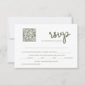 Sage Green QR Code Hochzeit RSVP Karte (Vorderseite)