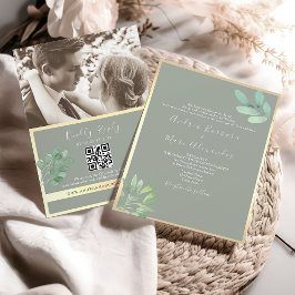 Sage Green QR Code Hochzeitseinladung Einladung