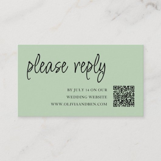 Sage Green | QR-Code | HochzeitsrSVP Begleitkarte (Vorderseite)