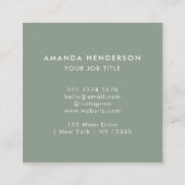 Sage Green QR Code l Beruflich Clean Elegant Quadratische Visitenkarte (Rückseite)
