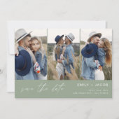Sage Green QR Code Modern Save the Date 4 Foto (Vorderseite)