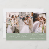 Sage Green QR Code Modern Save the Date 4 Foto (Vorderseite)