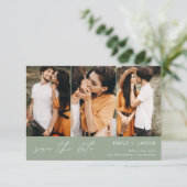 Sage Green QR Code Modernes Save the Date Elegante (Stehend Vorderseite)