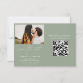 Sage Green QR Code Modernes Save the Date Elegante (Rückseite)