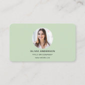 Sage Green QR Code Photo Visitenkarte (Vorderseite)