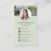 Sage Green QR Code Real Anwesen Agent Foto Logo Visitenkarte (Vorderseite)