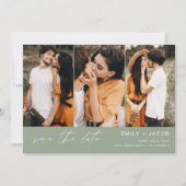 Sage Green QR Code Save the Date 3 Foto Elegant (Vorderseite)