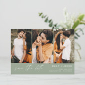 Sage Green QR Code Save the Date 3 Foto Elegant (Stehend Vorderseite)