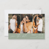 Sage Green QR Code Save the Date 3 Foto Elegant (Vorderseite)
