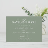 Sage green QR code simple elegant wedding Save The Date (Stehend Vorderseite)
