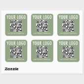 Sage Green QR Code Stickers Business Logo Square (Blatt)