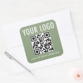 Sage Green QR Code Stickers Business Logo Square (Umschlag)