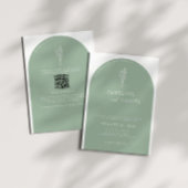 Sage Green QR Code Wedding Arch 2 in 1 Einladung