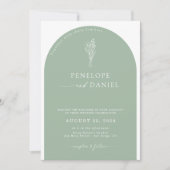Sage Green QR Code Wedding Arch 2 in 1 Einladung (Vorderseite)