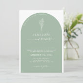 Sage Green QR Code Wedding Arch 2 in 1 Einladung (Stehend Vorderseite)