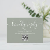 Sage Green QR Code Wedding Script Kindly Antwort (Stehend Vorderseite)