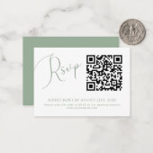 Sage Green QR Code Wedding Website RSVP Card Mitteilungskarte (Vorderseite/Rückseite Beispiel)
