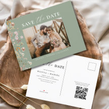 Sage Green QR Code Wildblume Blumenhochzeit