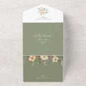 Sage Green QR UAWG Floral Gold Foil Winter Wedding All In One Einladung (Außenbereich)