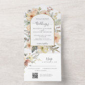 Sage Green QR UAWG Floral Gold Foil Winter Wedding All In One Einladung (Innen Boden)