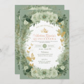 Sage Green Quinceañera 15 Anos Einladung (Vorne/Hinten)