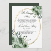 Sage green Quinceanera Einladung Spanisch (Vorne/Hinten)