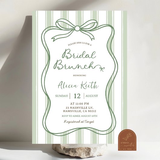 Sage Green Quirky Bridal Dusche Einladung