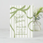 Sage Green Quirky Streifen Bridal Dusche Einladung (Stehend Vorderseite)