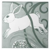 Sage Green Rabbit Art Deco Bunny Pattern Einzigart Fliese (Vorderseite)