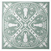 Sage Green Rabbit Intricate Bunny Pattern Einzigar Fliese (Vorderseite)