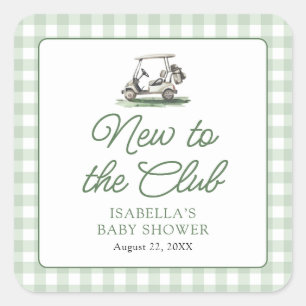 Sage Green Rahmen Golf Neues Clubmitglied Babypart Quadratischer Aufkleber